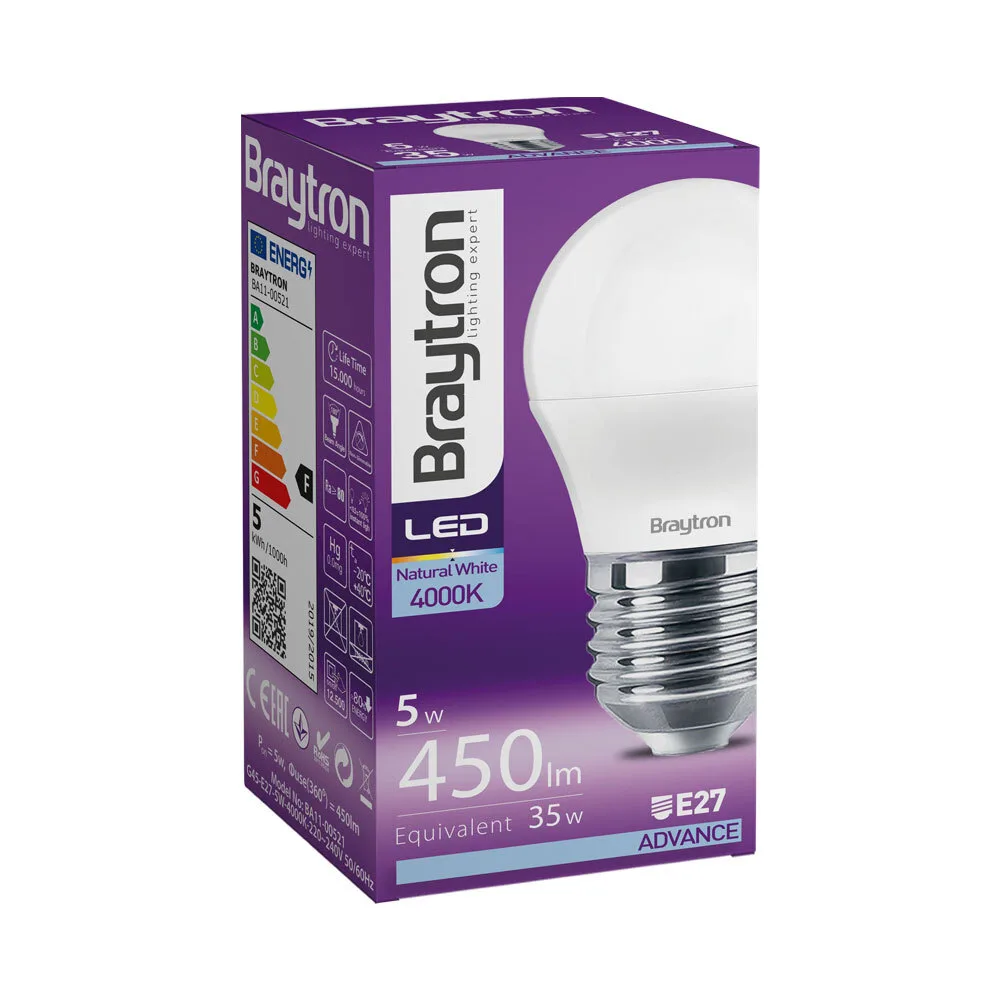 Ampoule LED E27 5W Globe G45 – Blanc neutre 4000K – BA11-00521