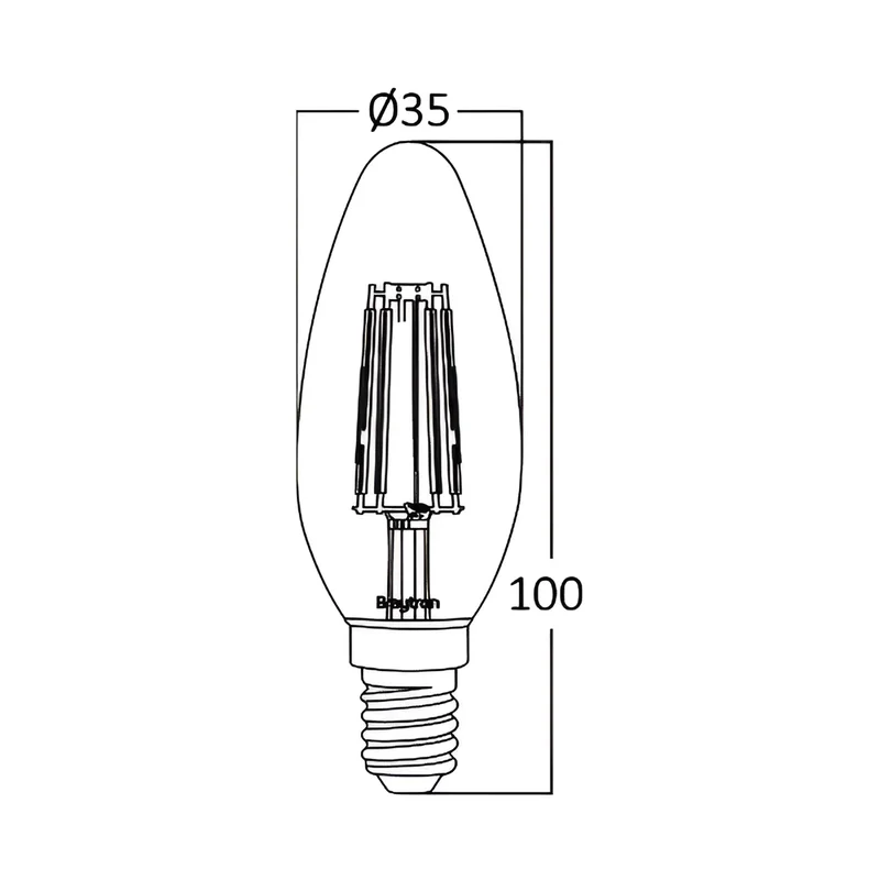 Braytron LED E14 4W Leuchtmittel Amber 2200K, 360 Lumen, ersetzt 30 w, energiesparend, langlebig, 230V – Ansicht 3