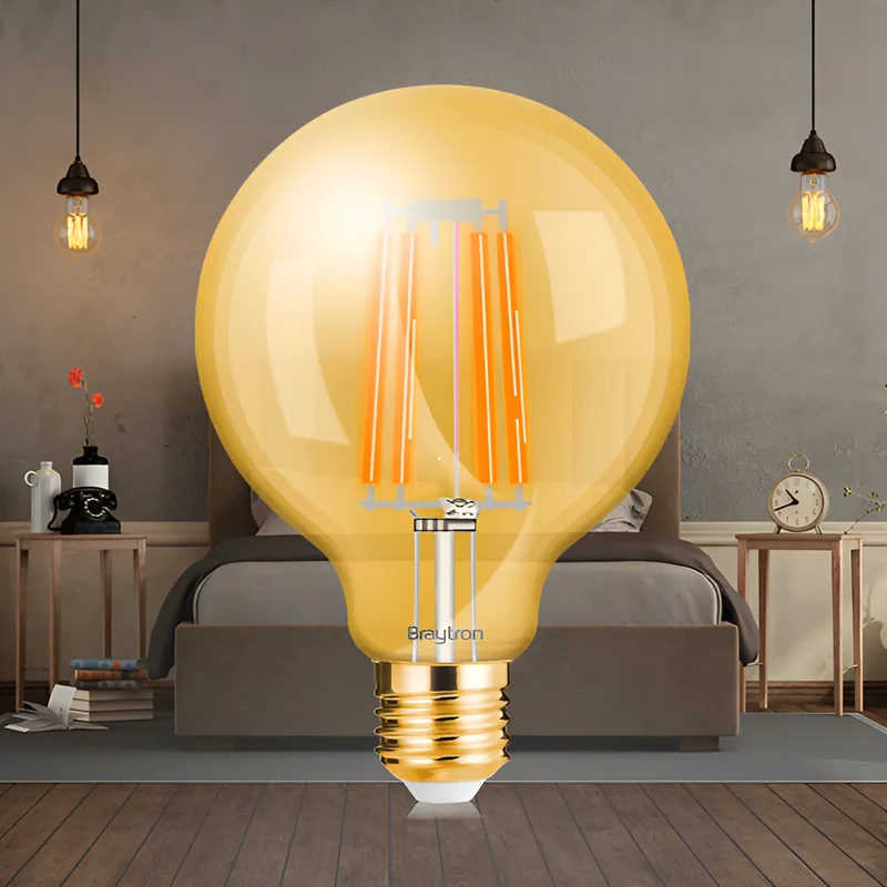 Braytron LED E27 6W Leuchtmittel Amber 2200K, 540 Lumen, ersetzt 45 w, energiesparend, langlebig, 230V – Ansicht 2