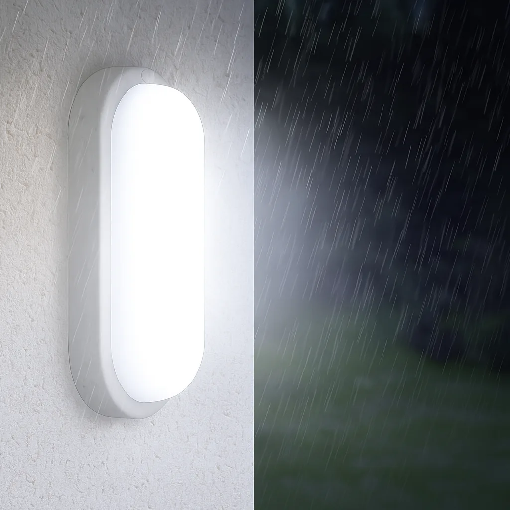 Braytron LED Feuchtraumleuchte 8W, 700lm, IP54 Oval Wand- und Deckenleuchte, Weiß - Kellerlampe, Außenbeleuchtung, LED Lampe für Treppe, Flur, Garage, WC, Garten (Weiß, Oval, 6500 K)