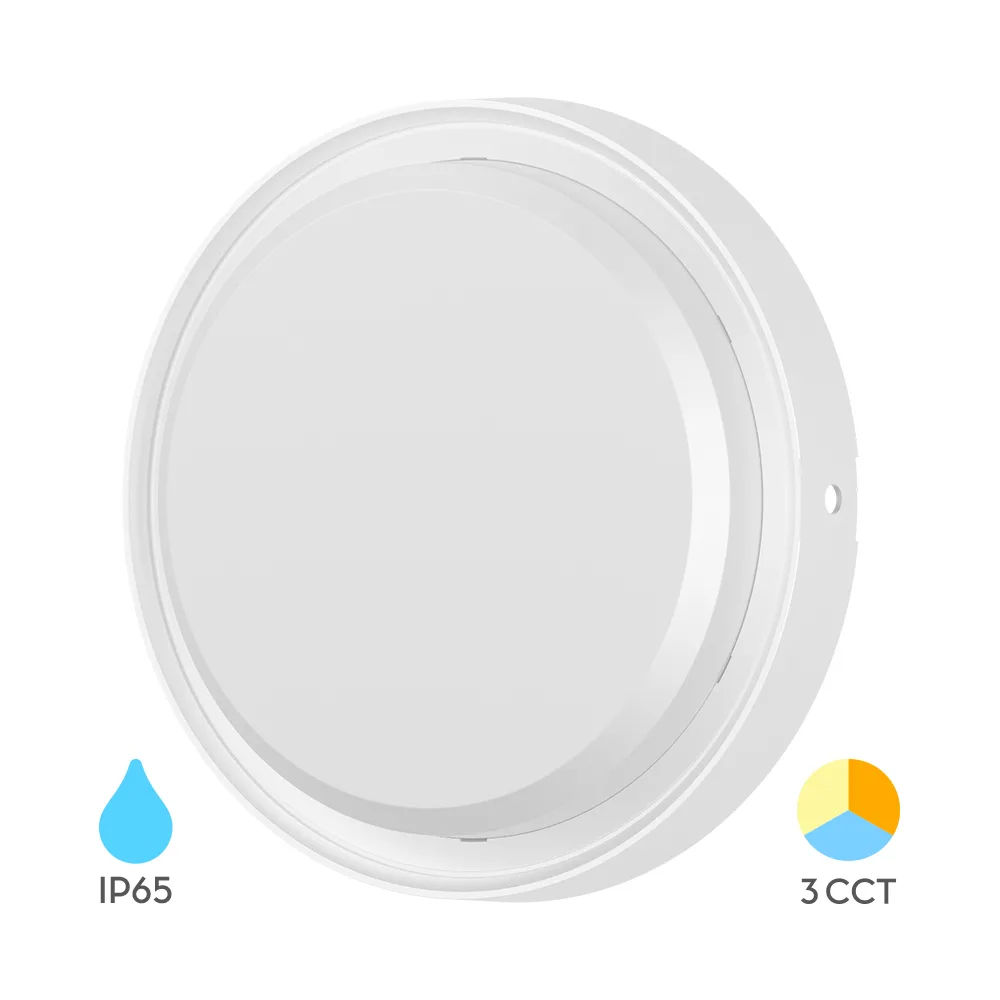 Hublot LED rond 12W IP65 3-en-1 blanc – Applique/Plafonnier | 2700K/4000K/6500K – BC18-00680