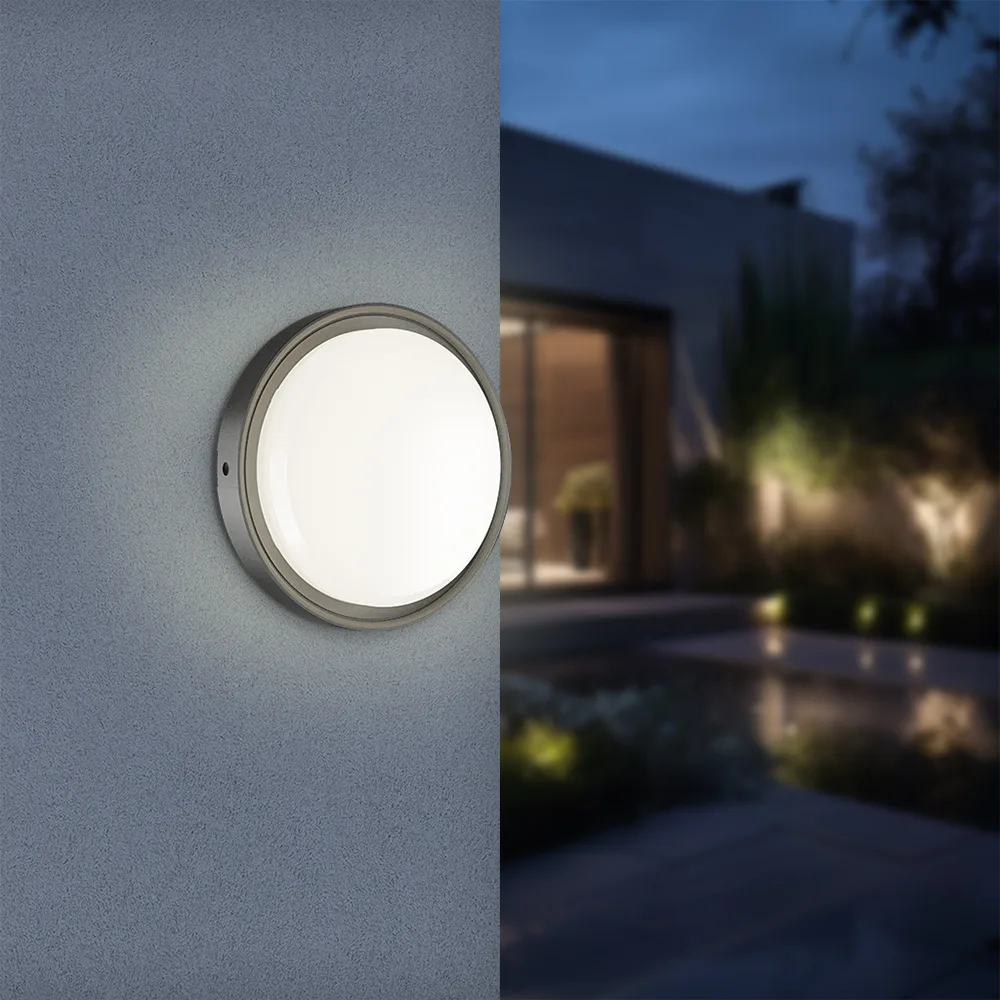Hublot LED rond 12W IP65 3-en-1 noir – Applique/Plafonnier | 2700K/4000K/6500K – BC18-00681