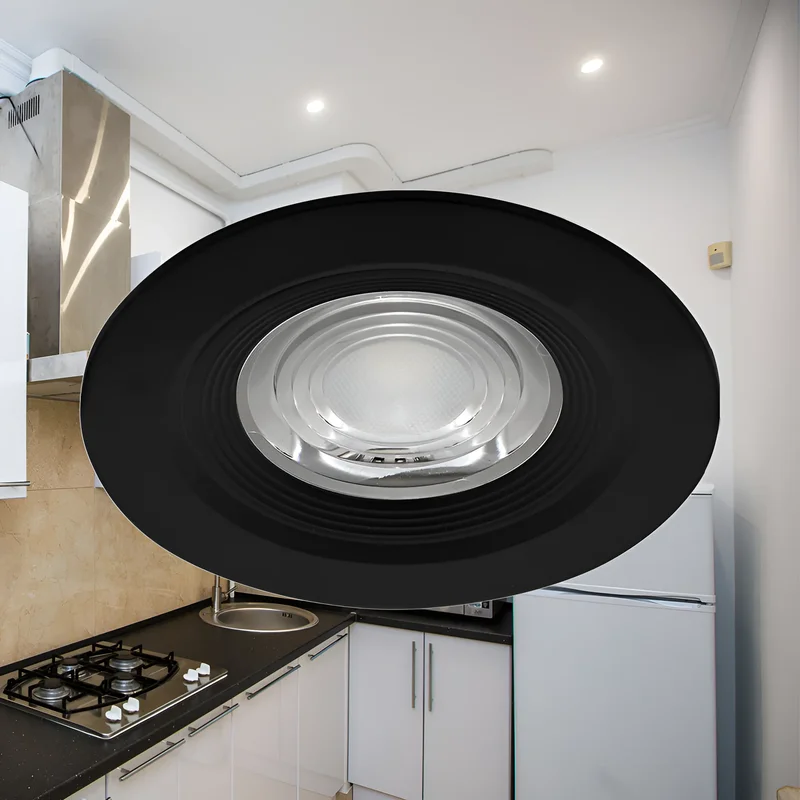 Braytron LED Einbaustrahler 68mm 7W IP54 630lm 3in1 CCT 3000K 4000K 6500K Feuchtraum geeignet Bad Dusche Küche Flur Decke Einbau LED Spot Einbaulampe Rund 38° Abstrahlwinkel 230V Schwarz – Ansicht 2