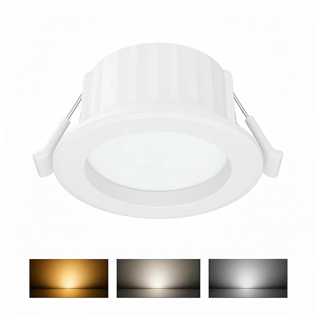 Braytron LED Einbaustrahler 68mm 9W IP54 820lm 3in1 CCT 3000K/4000K/6500K Feuchtraum geeignet Badezimmer Küche Flur Decke Einbau Spot Einbaulampe Rund 100° Abstrahlwinkel 230V (Weiß, 9 Watt, CTT) – BD01-10180