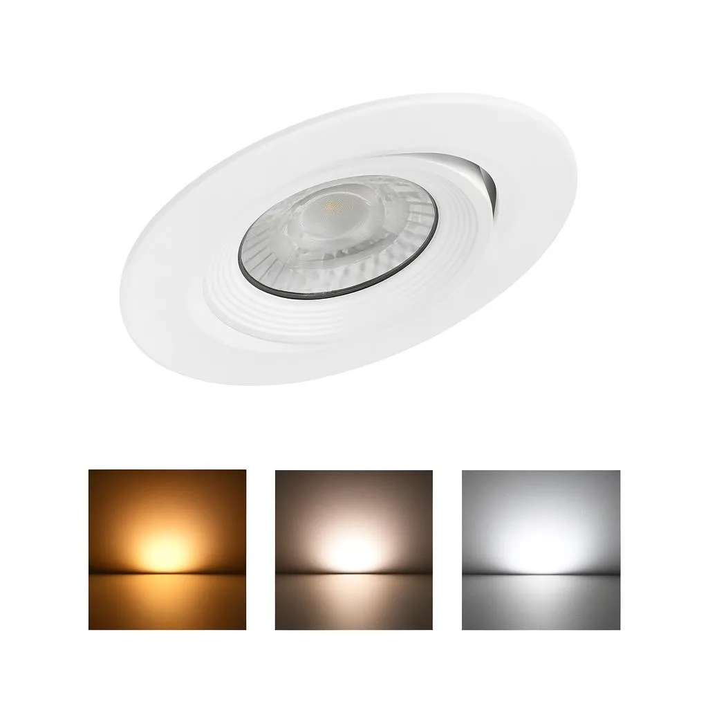 Braytron LED Einbaustrahler 10W 3CCT schwenkbar 950lm Ø112mm Einbauspot flach 33mm Deckenspot 230V warmweiß/neutralweiß/kaltweiß weißer Rahmen Ø90mm Ausschnitt Innenbeleuchtung – BD02-01080