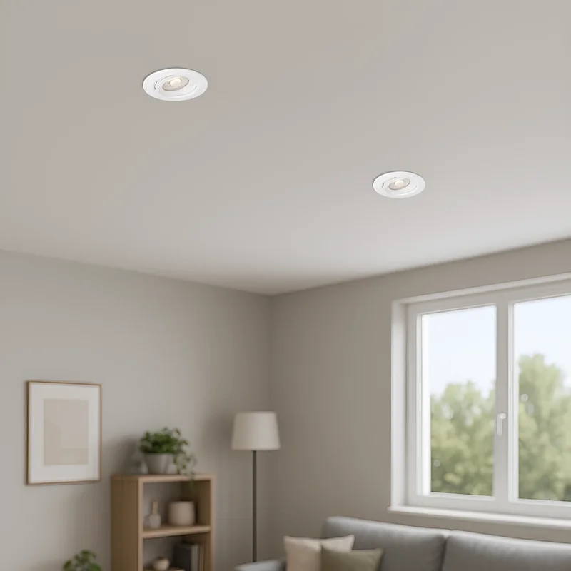 Braytron LED Einbaustrahler 10W 3CCT schwenkbar 950lm Ø112mm Einbauspot flach 33mm Deckenspot 230V warmweiß/neutralweiß/kaltweiß weißer Rahmen Ø90mm Ausschnitt Innenbeleuchtung – Ansicht 2