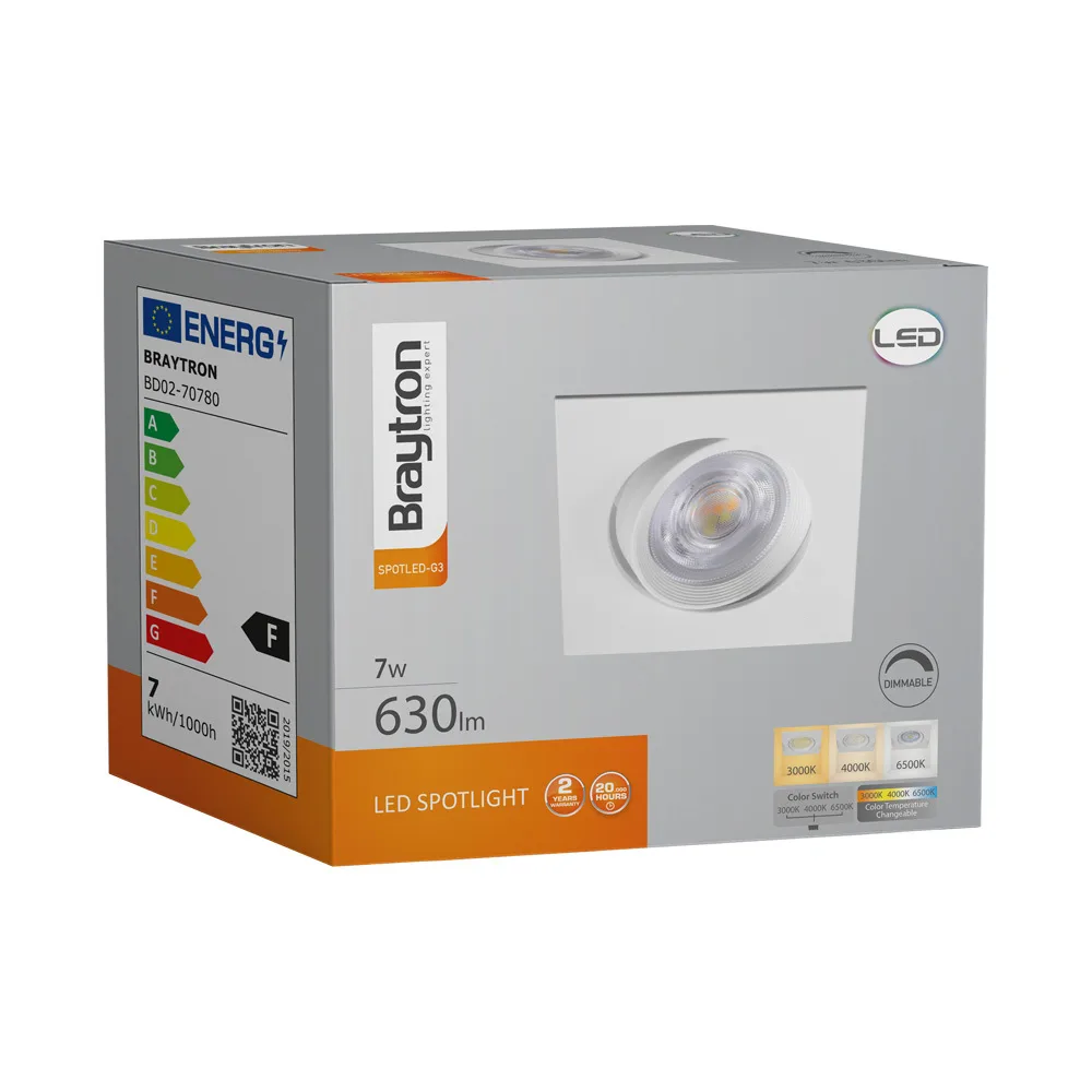 Braytron LED Deckenleuchte 7W 257 V Anschluss Warmweiß, Neutralweiß, Kaltweiß 3IN1, 750 Lumen, IP20 Deckenlampe für Wohnzimmer, Küche, Flur (Weiß) – Ansicht 9
