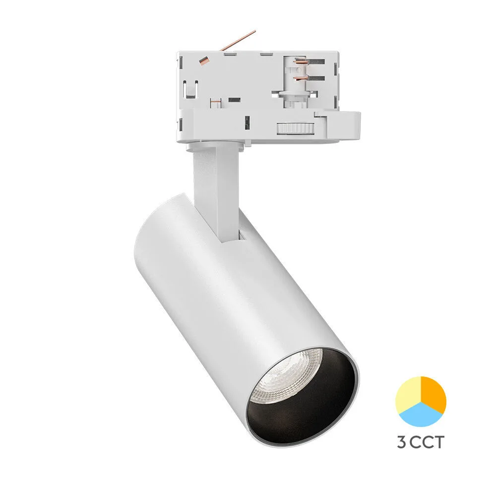 Braytron LED-Schienenstrahler 15 Watt 3-Phasen 4-Draht Tracklight, dreh- und schwenkbar – 3CCT (3000 K / 4000 K / 6000 K) 1680 lm – Aluminium Deckenleuchte für Innenbeleuchtung Schienensystem Weiß – BD40-00580