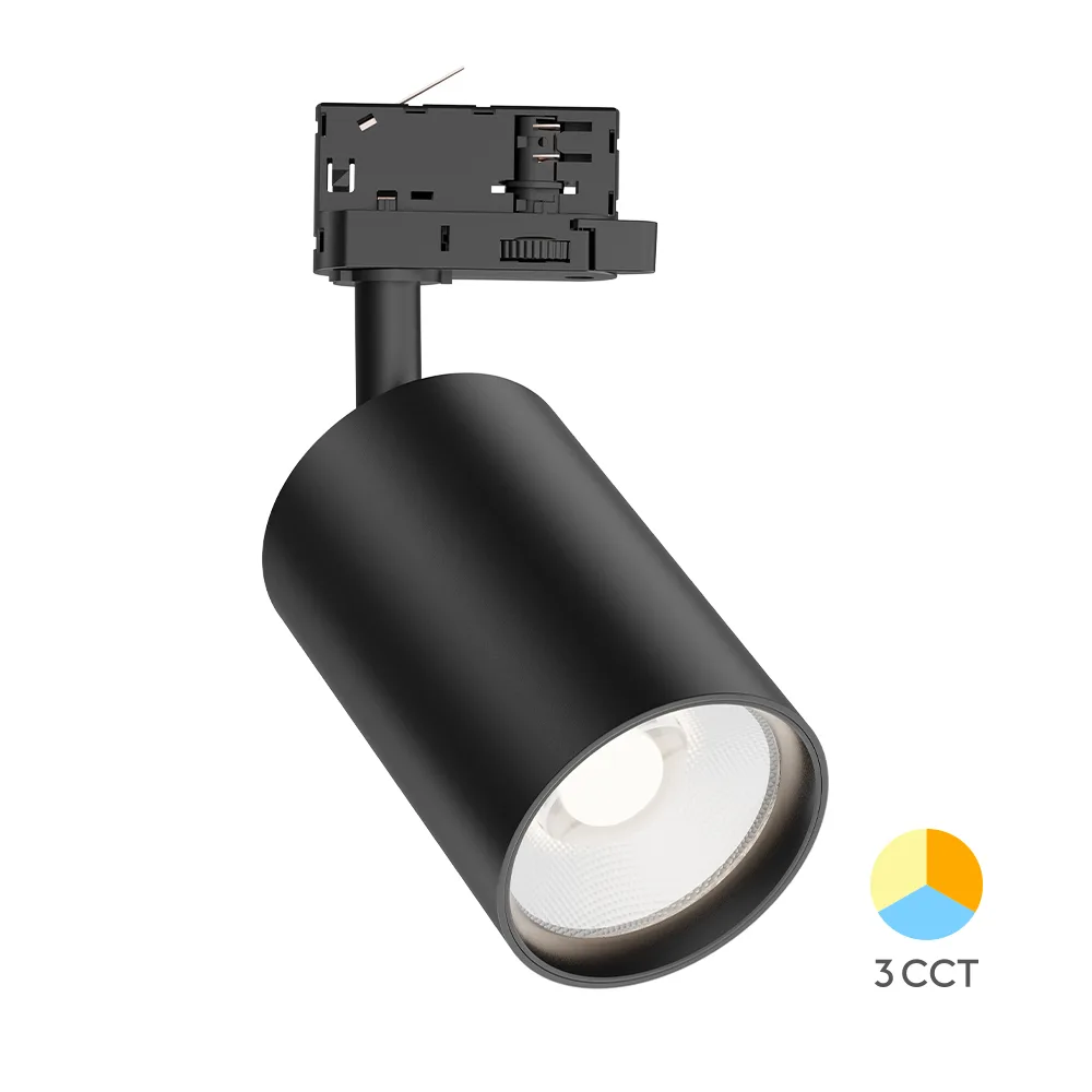 Spot sur rail LED 30W noir 3-phases 3CCT – Projecteur pro haute puissance – BD40-00781