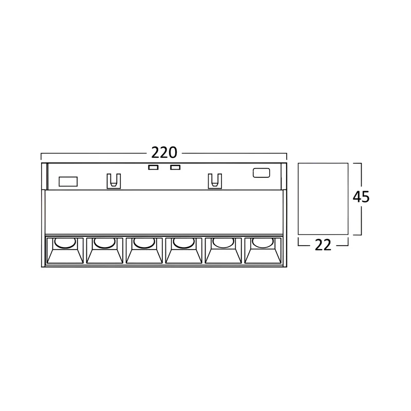 Braytron 48V LED Magnet Schienenleuchte Linear 3CCT 3000K–6000K, CRI≥90, 24° Spot, Aluminium Schwarz, Magnet Track Light für 48V Schienensystem, Wohnraum, Büro, Retail (12W flach) – Ansicht 4