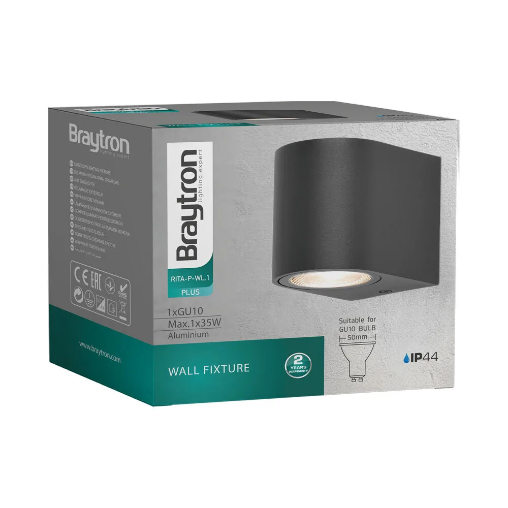 Braytron LED Strahler Außen Max.1×35W, IP44 wasserdicht, Fluter Flutlicht Außenstrahler (Dark Grey) – Ansicht 7