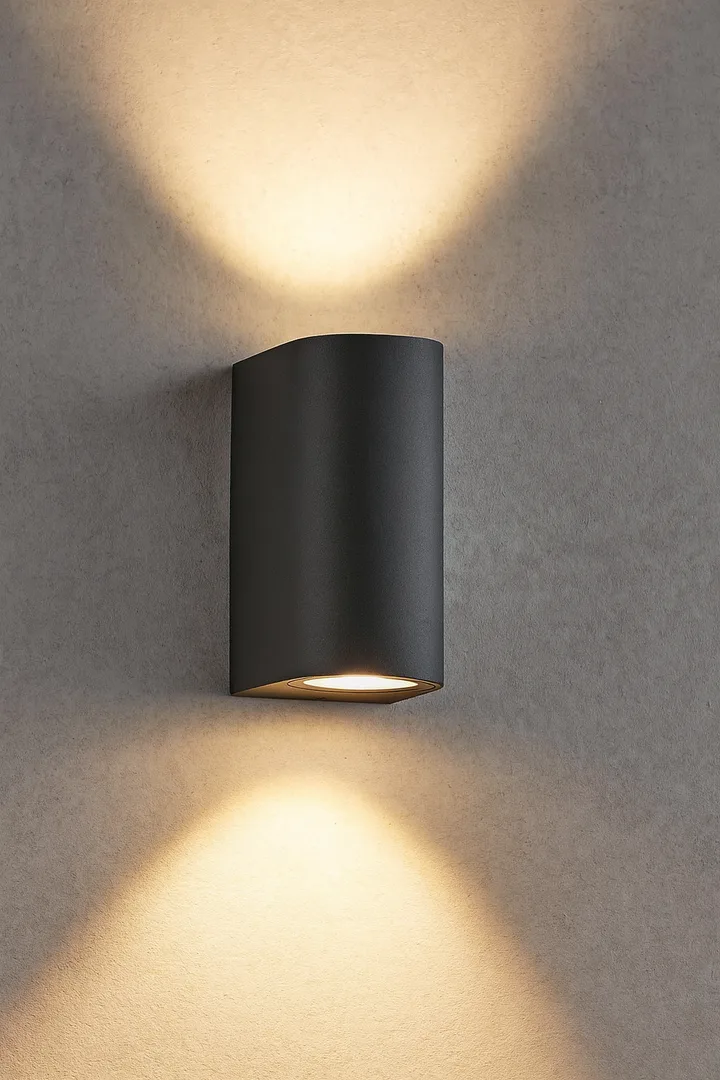 Applique murale extérieure RITA ronde 2×GU10 IP44 – Anthracite up&down | Façade – BG32-00222