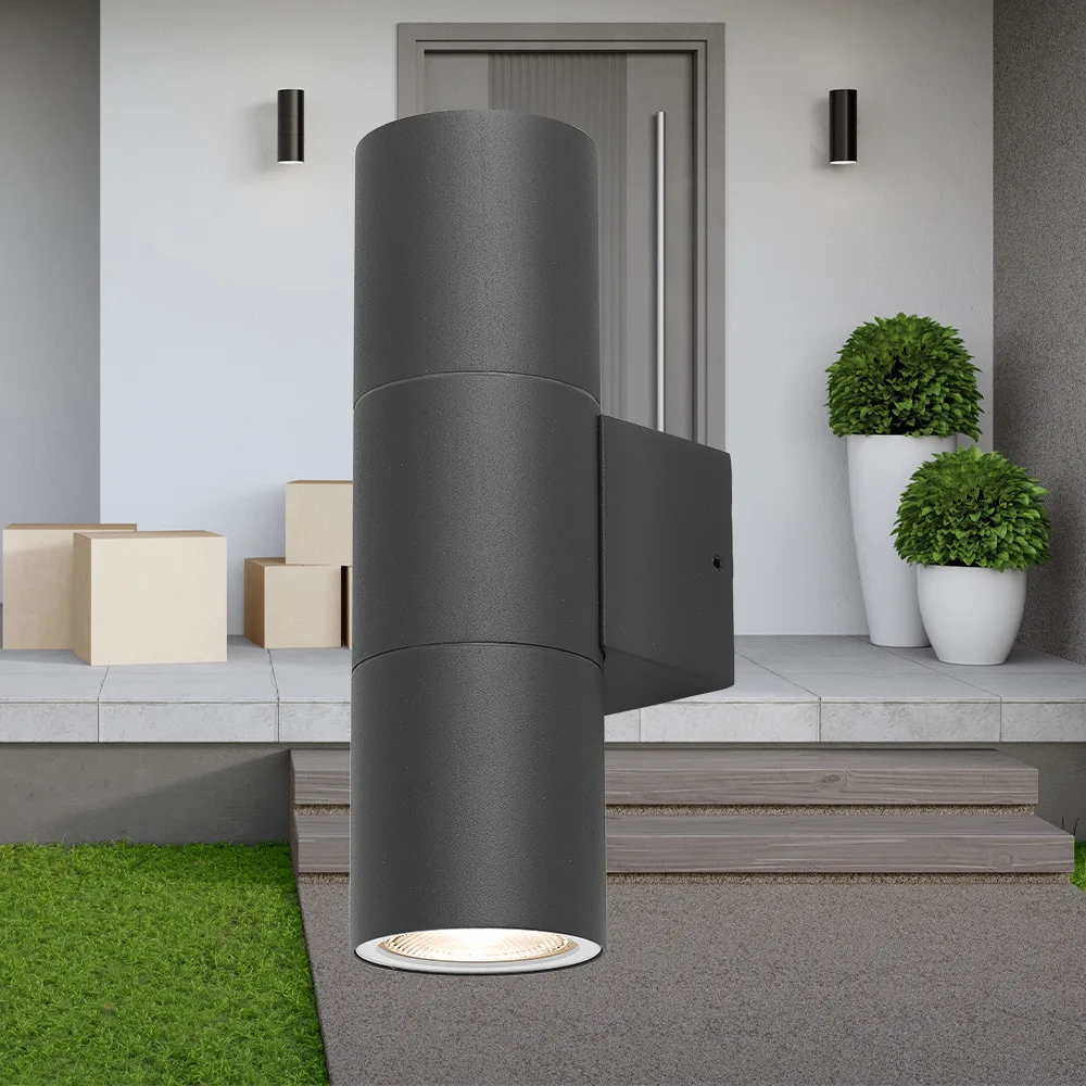 Applique murale extérieure RITA carrée 2×GU10 IP44 – Anthracite up&down | Façade – BG32-00322