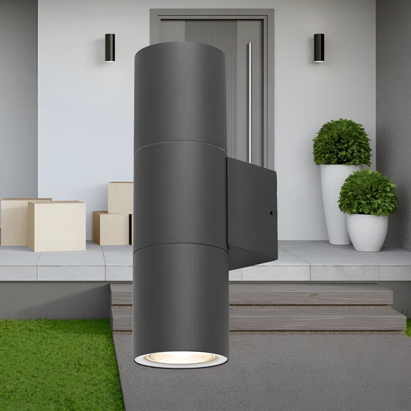 Braytron LED Strahler Außen Max 2x35W, IP44 wasserdicht, Fluter Flutlicht Außenstrahler (Grau) – Ansicht 2