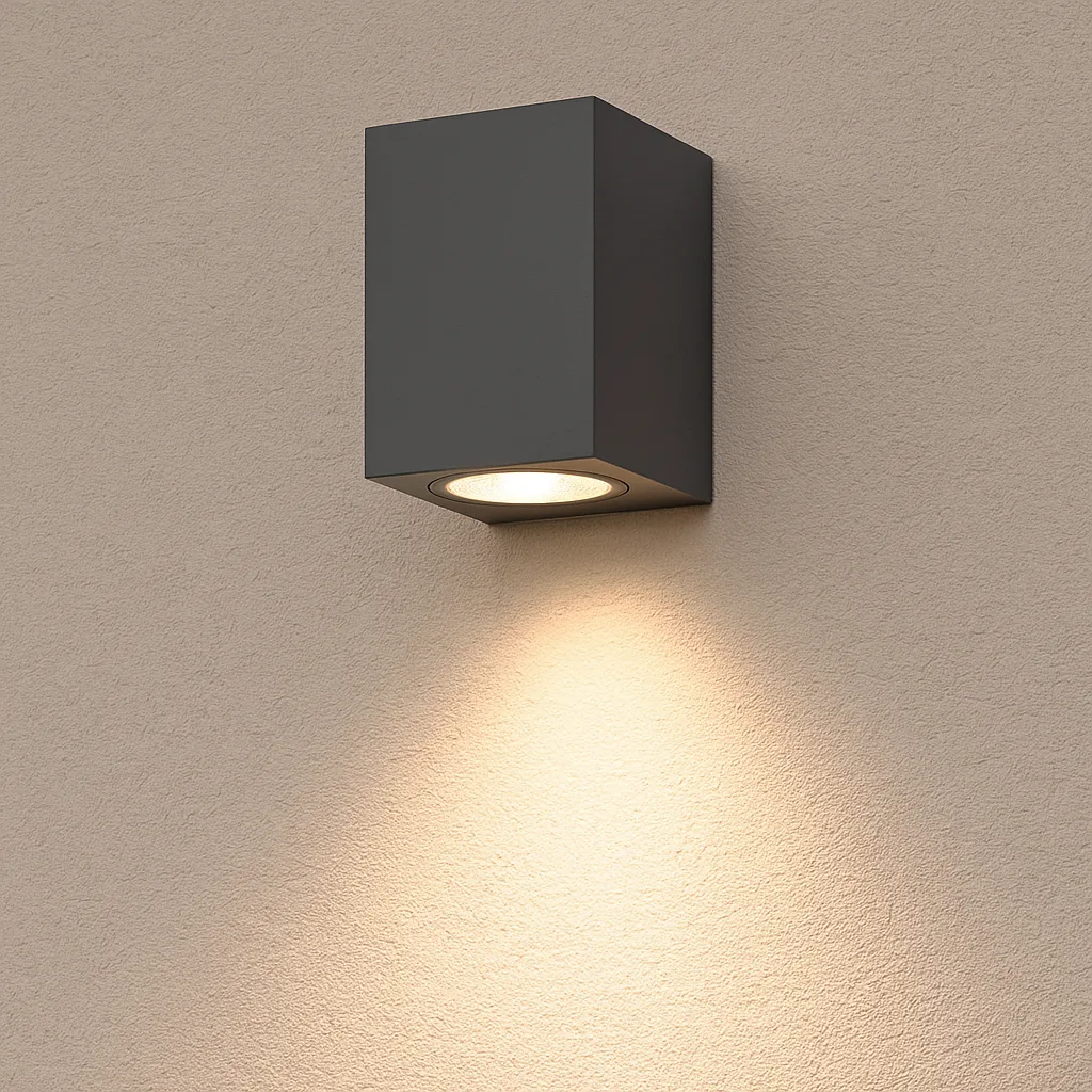 Applique murale extérieure RITA triangulaire 1×GU10 IP44 – Anthracite downlight – BG32-00402