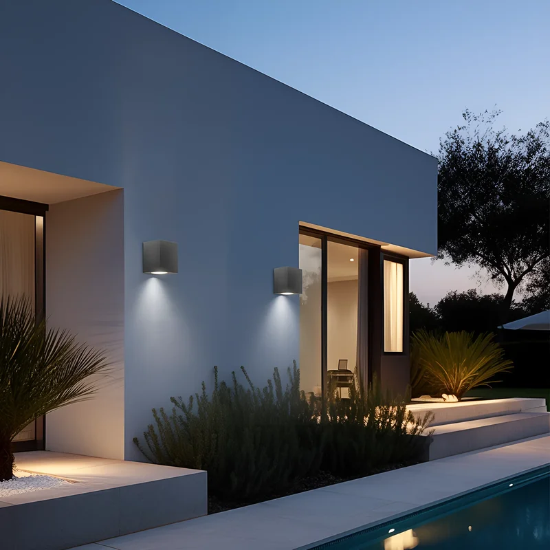 Braytron LED Außenwandleuchte Anthrazit, eckig (Cube), GU10 Fassung, IP44, Downlight Wandlampe für Garten, Terrasse & Fassade – Ansicht 2