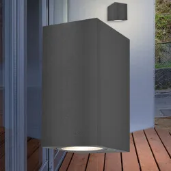 Braytron LED Wandleuchte Außenleuchte Außenlampe,Anthrazit Eckig Aluminium GU10, Up and Down, Modern Elegant Wasserfest IP44, Garage, Hauseingang 2 Flammig – Ansicht 4