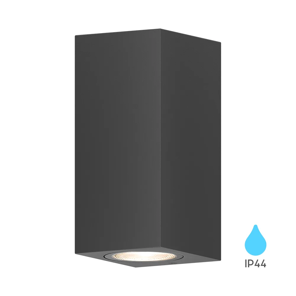 Braytron LED Wandleuchte Außenleuchte Außenlampe,Anthrazit Eckig Aluminium GU10, Up and Down, Modern Elegant Wasserfest IP44, Garage, Hauseingang 2 Flammig – Ansicht 6