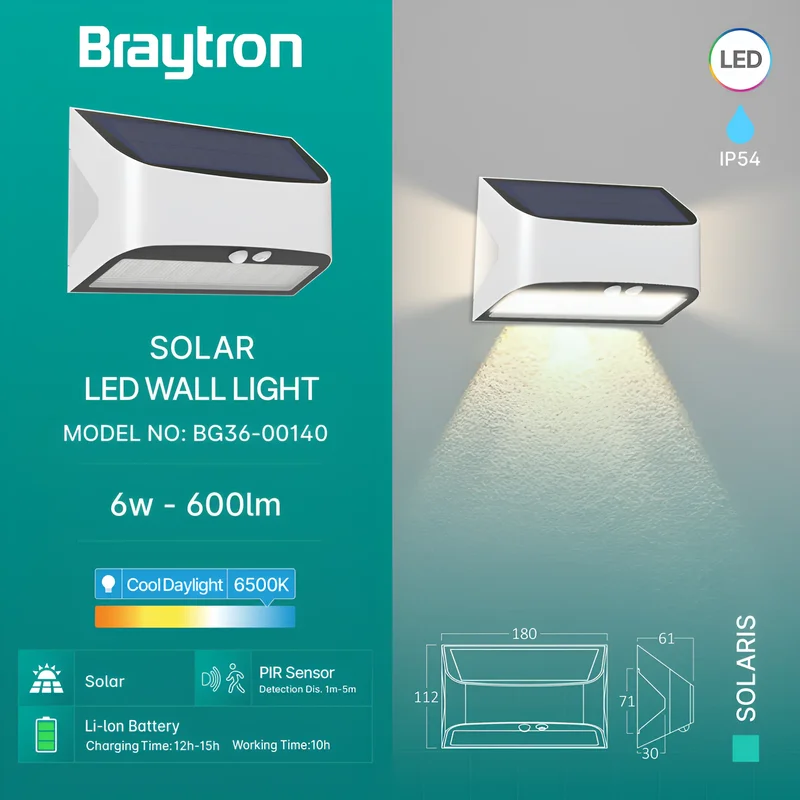 Braytron LED Gartenstrahler 6W, IP54 wasserdicht, Außenbeleuchtung Gartenbeleuchtung (Weiß) – Ansicht 3
