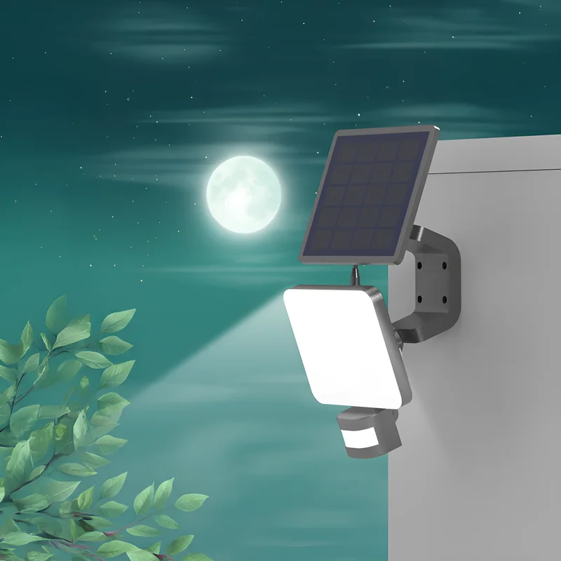 Braytron Solar LED Wandleuchte Außen 15W 1500lm mit Bewegungsmelder | 3CCT 3000K/4000K/6500K | IP54 Wasserdicht | Li-Ion Akku 18h Betriebsdauer | 3m Verlängerungskabel | Solarlampe Wandmontage – Ansicht 2