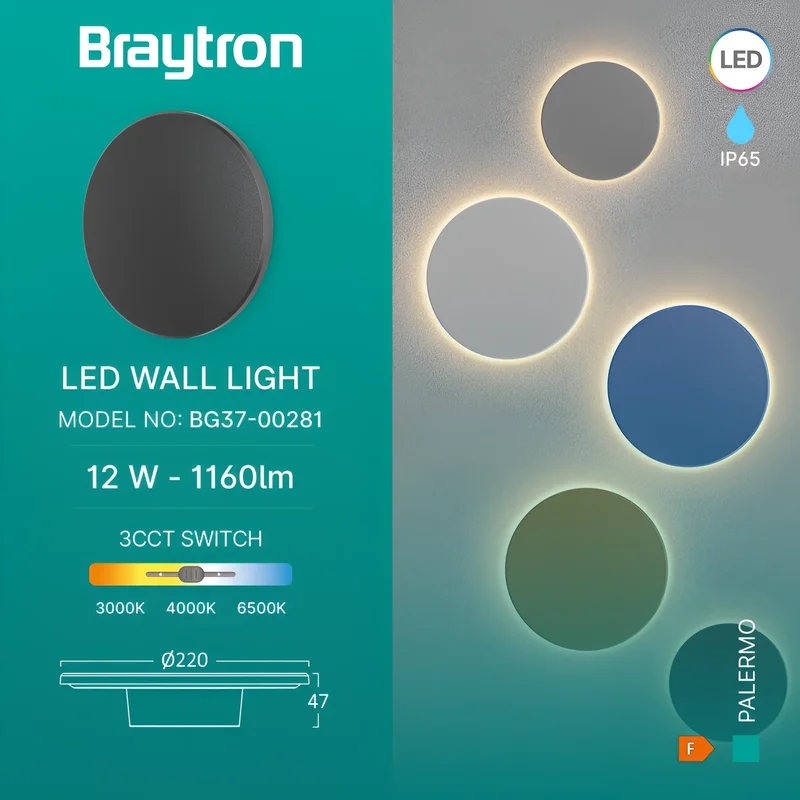 Braytron LED Strahler Außen 12W, 1160 Lumen, 3IN1 3IN1, IP65 wasserdicht, Fluter Flutlicht Außenstrahler (Schwarz) – Ansicht 3