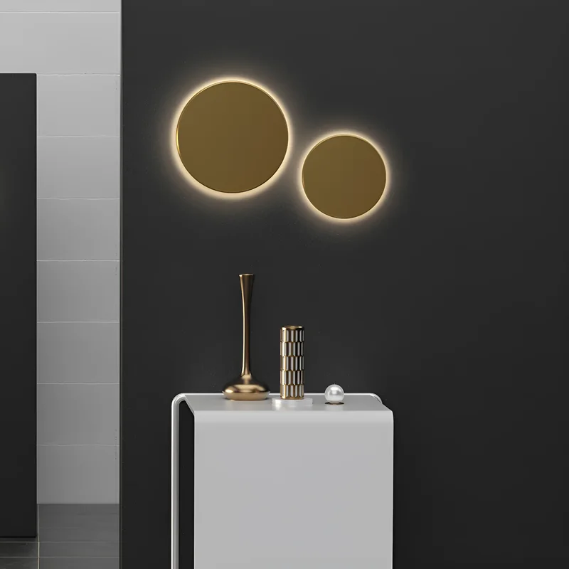 Braytron Gold Wandlampe, Wandleuchte, Rund, Außenleuchte gold Indirektebeleuchtung Außenwandleuchte IP65 3CCT Designerlampe, auswählbare Farbtemperatur Balkon, Garage, Bad 12 Watt 1160lm – Ansicht 2