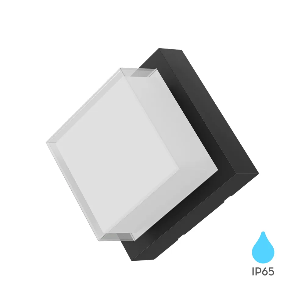 Applique extérieure LED carrée 15W noir 3000K IP65 – WALLS G2 | 1450lm façade – BG38-01301