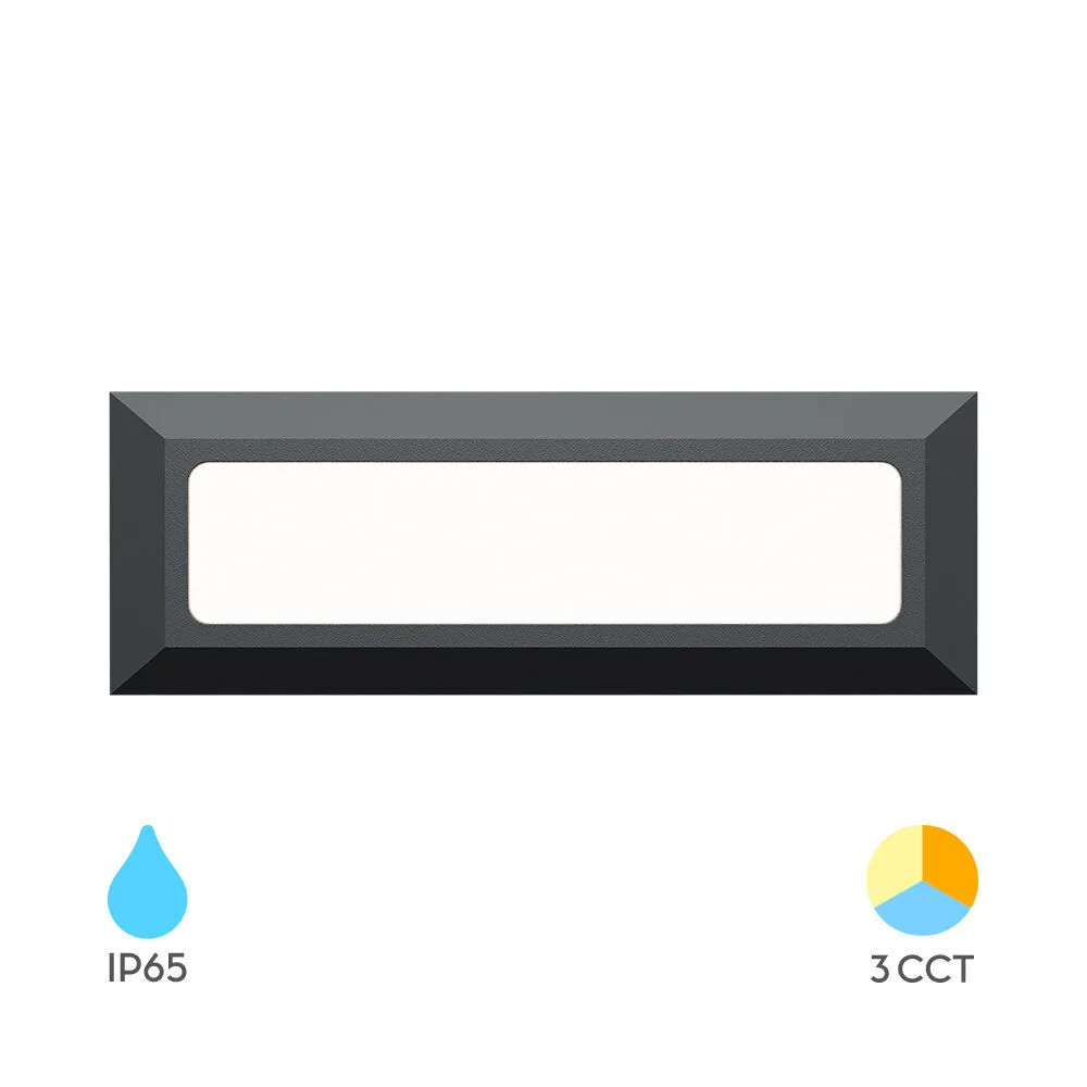 Applique LED marches extérieur gris 3W 3-en-1 IP65 – VEKTA B | Escalier & allée – BG38-01882