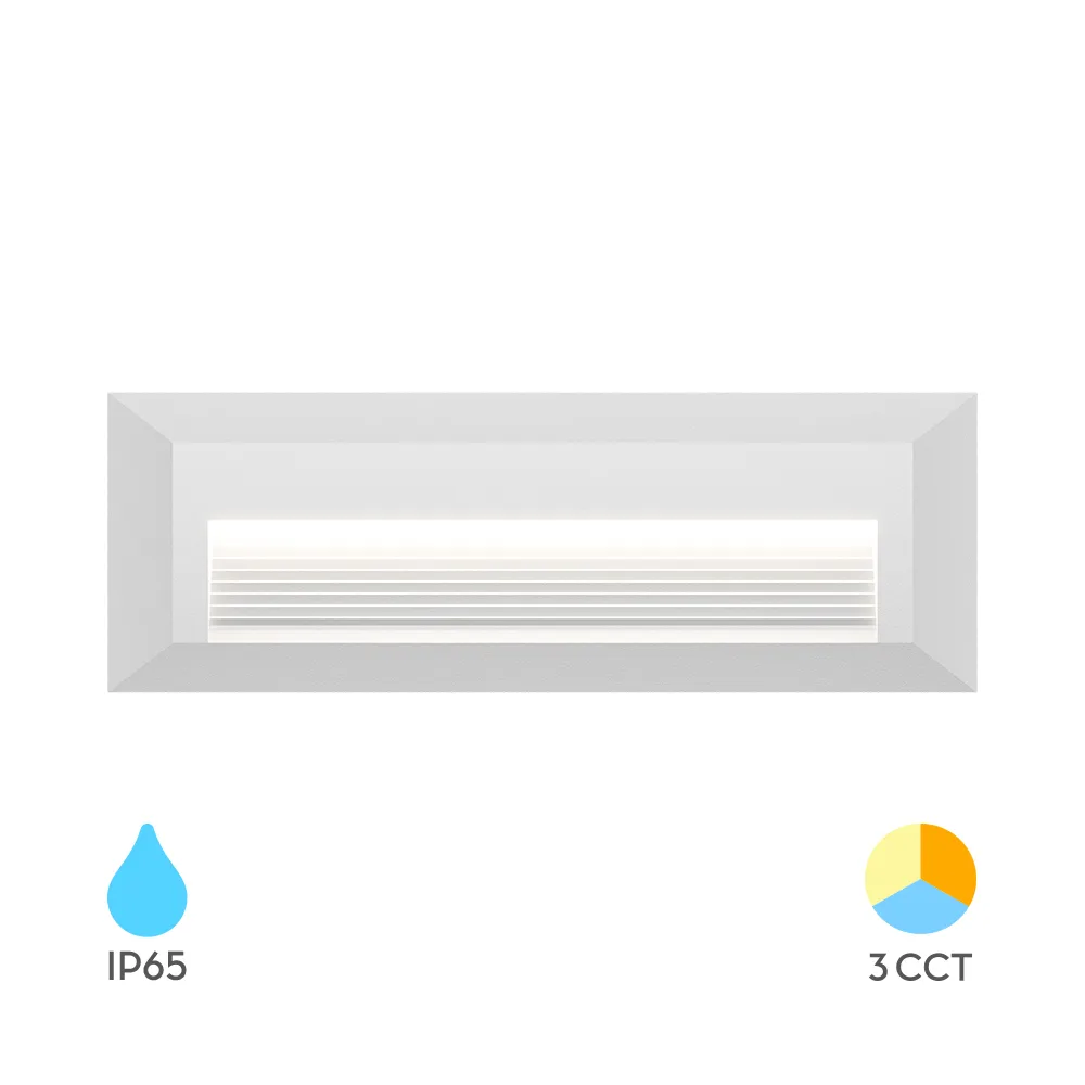 Applique LED marches extérieur blanc 3W 3-en-1 IP65 – VEKTA B | Encastrable mur – BG38-01980