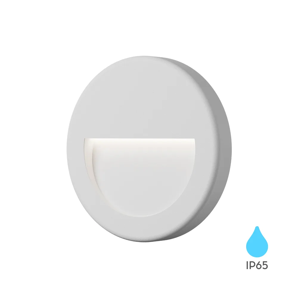 Applique LED escalier ronde 3W blanc chaud 3000K – IP65 intérieur/extérieur – BG38-02000