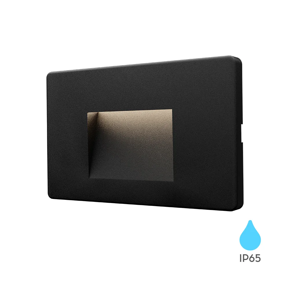 Applique LED escalier carrée 3W noir 3CCT – IP65 intérieur/extérieur, 3 températures – BG38-02101