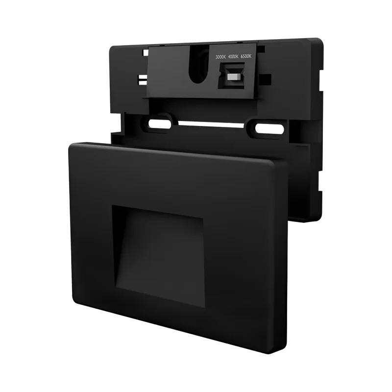Braytron 3W LED Treppenlicht Treppenbeleuchtung Treppenleuchte Stufenlicht Stufen Leuchte Wandbeleuchtung Innen Außen IP65 Warmweiß Energieeffizient Wetterfest Modern Stufenbeleuchtung (Eckig Schwarz) – Ansicht 6