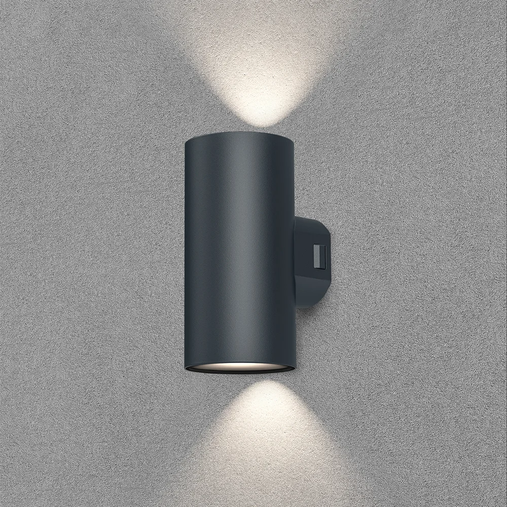 Applique extérieure LED cylindrique grise 2×9W – Lumière montante/descendante 3CCT IP65 – BG38-02582