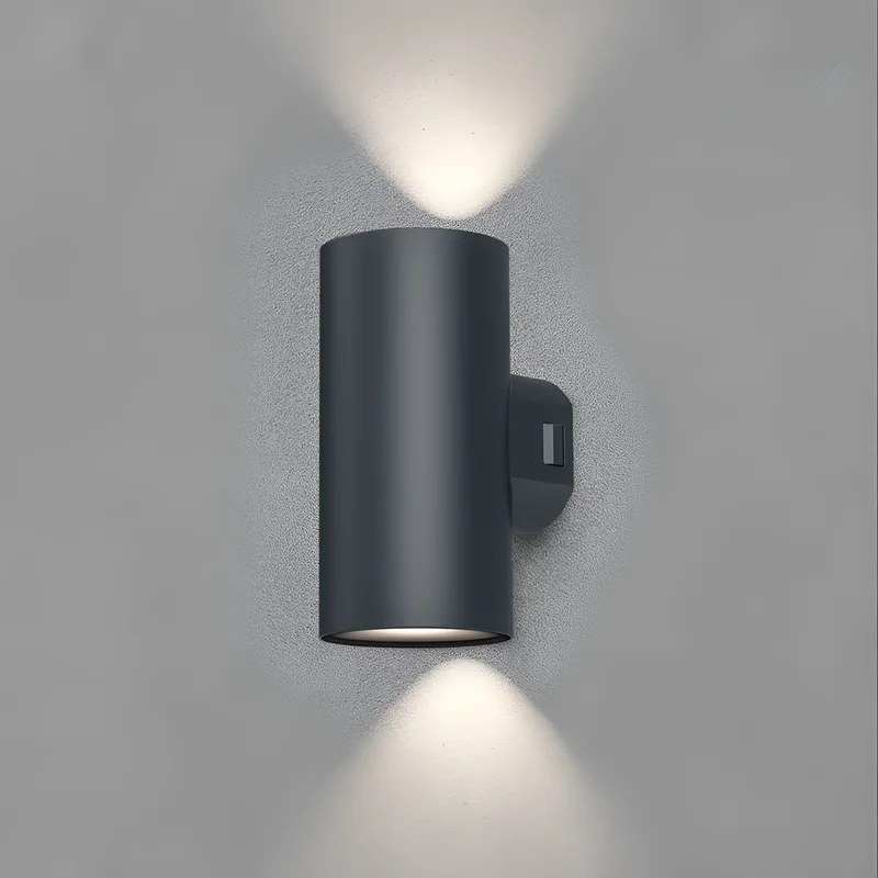 Braytron LED Wandleuchte Außen Zylinder Rund 2x 9W IP65, 3in1 Up&Down Außenlampe, Wandlicht für Terrasse, Balkon & Garten, wetterfest, modernes Design, warmweiß/neutrales Weiß/kaltweiß wählbar CCT – Ansicht 2