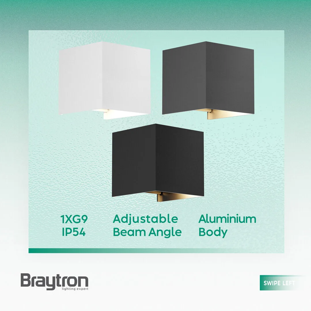 Braytron LED Wandleuchte in Würfelform für Außen & Innen, Aluminium Wandlampe IP54 mit austauschbarer G9 LED Lampe, einstellbarer Abstrahlwinkel, moderne Außenbeleuchtung für Haus & Garten (Weiß) – Ansicht 6