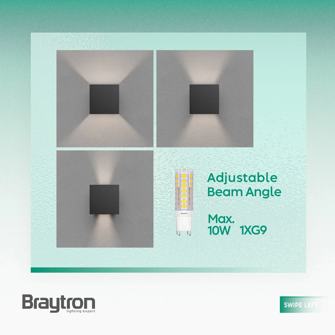 Braytron LED Wandleuchte in Würfelform für Außen & Innen, Aluminium Wandlampe IP54 mit austauschbarer G9 LED Lampe, einstellbarer Abstrahlwinkel, moderne Außenbeleuchtung für Haus & Garten (Weiß) – Ansicht 7
