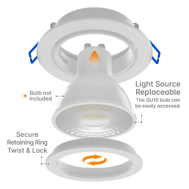 Braytron LED Deckenleuchte Max.1×35W, IP20 Deckenlampe für Wohnzimmer, Küche, Flur (Weiß) – Ansicht 5