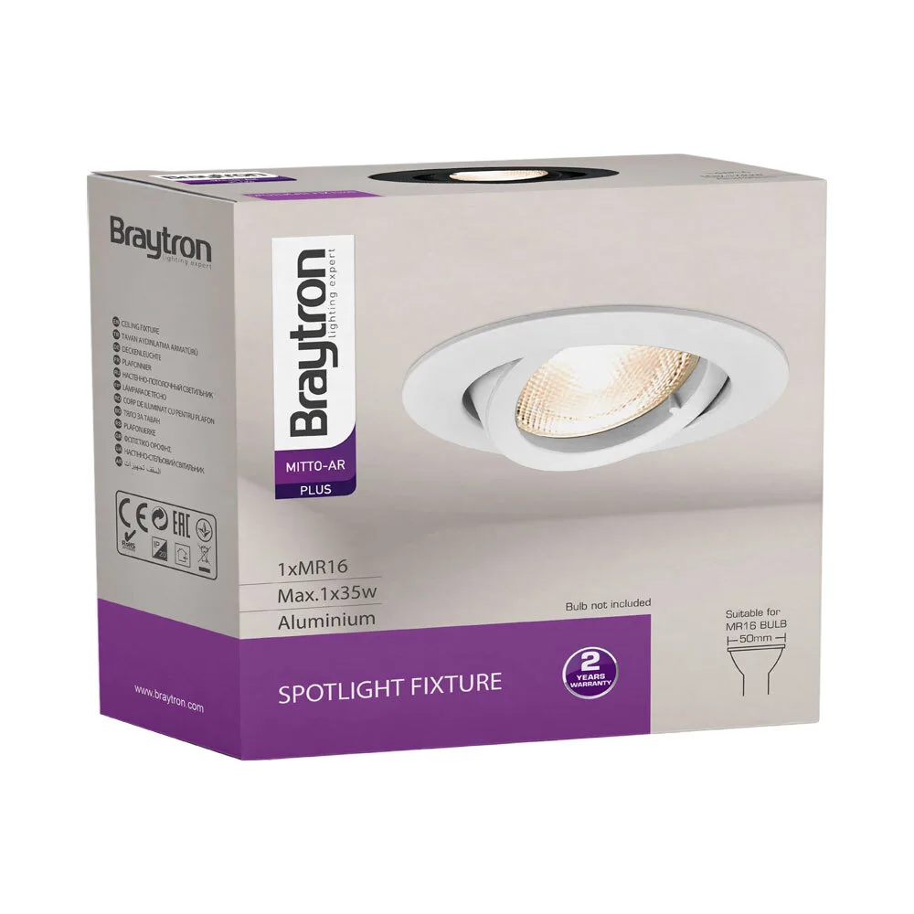 Braytron LED Deckenleuchte Max.1×35W, IP20 Deckenlampe für Wohnzimmer, Küche, Flur (Weiß) – Ansicht 7