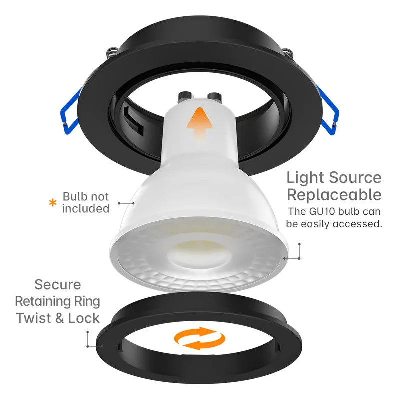 Braytron LED Deckenleuchte Max.1×35W, IP20 Deckenlampe für Wohnzimmer, Küche, Flur (Schwarz) – Ansicht 5