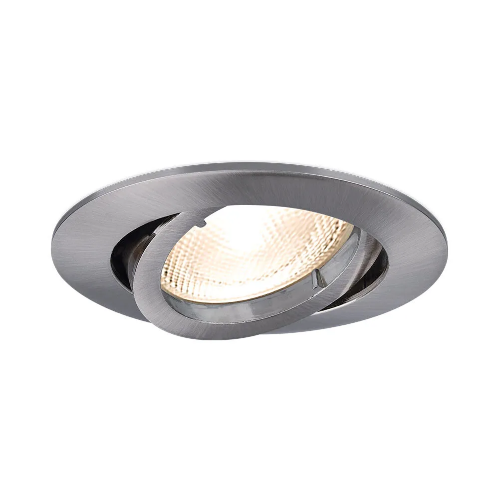 Cadre encastrable LED orientable rond nickel brossé – Compatible GU10/MR16, profondeur 25mm – BH03-02014