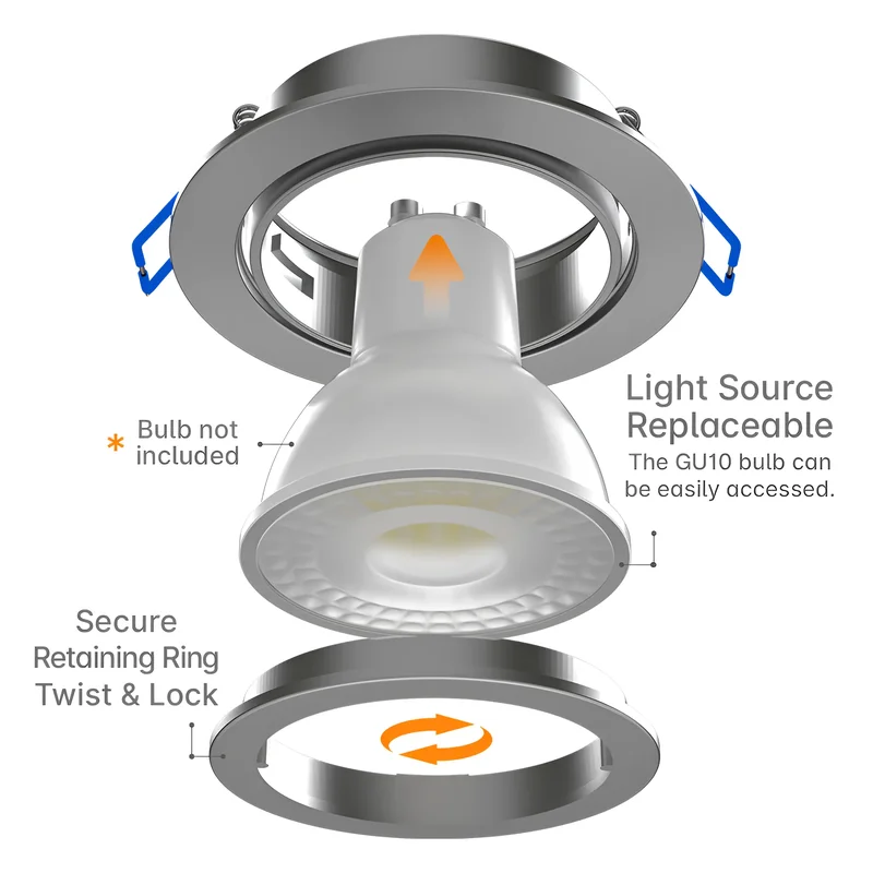 Braytron LED Deckenleuchte Max.1×35W, IP20 Deckenlampe für Wohnzimmer, Küche, Flur (Nickle) – Ansicht 5