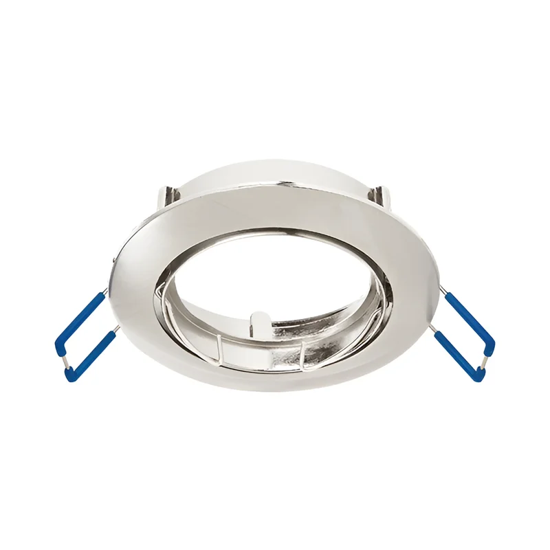 Braytron 3er Set Einbaustrahler GU10 – Einbaurahmen Rund für LED Spots, 230V inkl. GU10 Fassung, 30° schwenkbar, Deckenspot Einbauleuchte Ø68 mm Lochdurchmesser, Einbauspots für Trockenräume (Nickel) – Ansicht 3