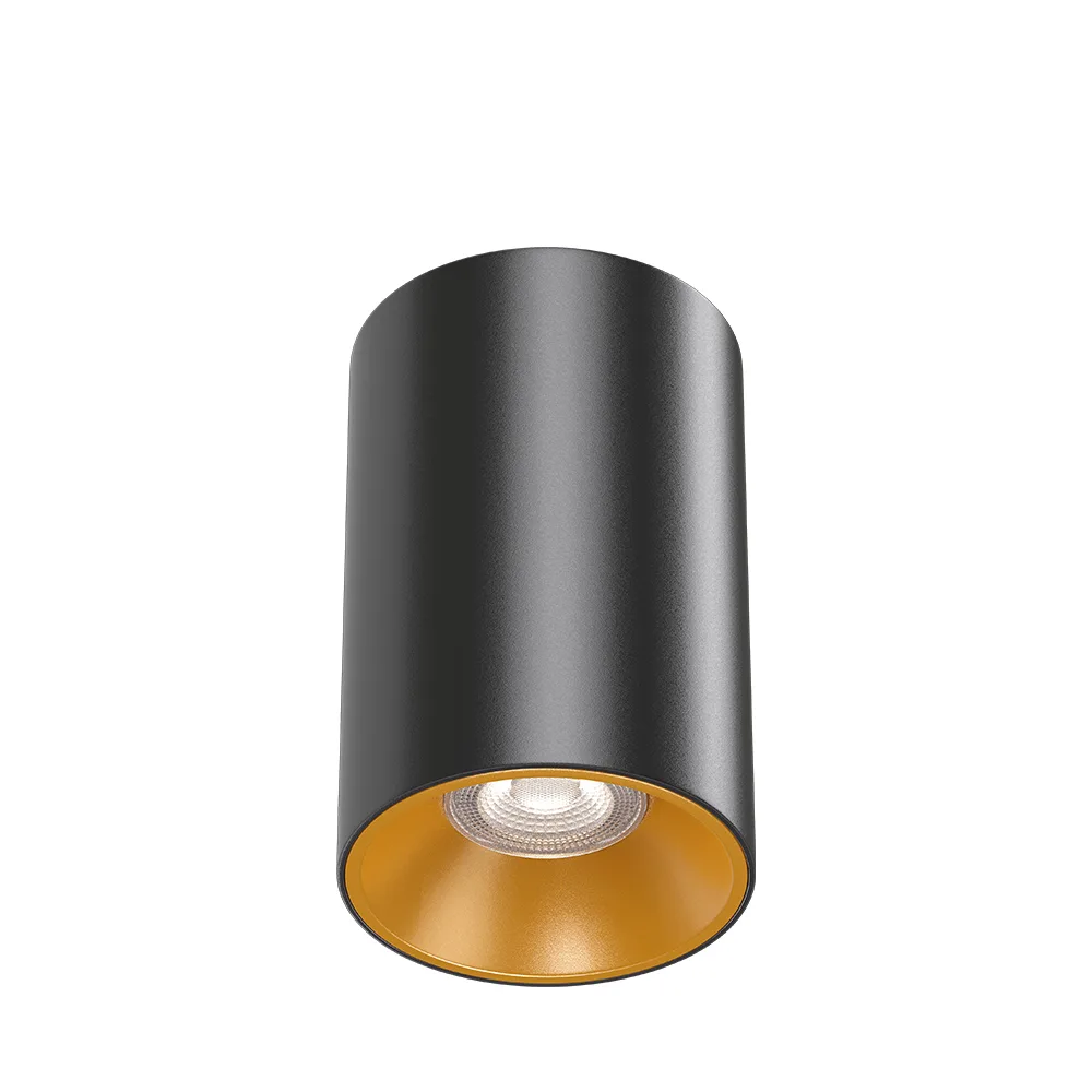 Spot en saillie LED GU10 rond noir/doré – Aluminium, max 35W, IP20 – BH04-00101