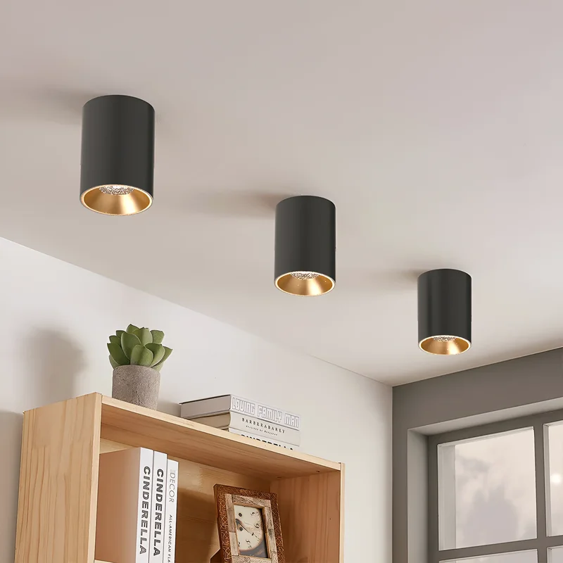 Braytron LED Aufbaustrahler GU10 Deckenleuchte 230V Aufputz Spot Schwarz/Gold – Aluminium Aufbauleuchte Innenraum | Modernes Design für Wohnzimmer, Flur, Küche – ohne Leuchtmittel – Ansicht 2