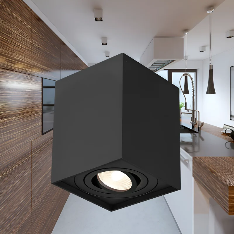 Braytron LED Deckenleuchte Max.1×35W GU10, IP20 Deckenlampe für Wohnzimmer, Küche, Flur (Schwarz) – Ansicht 2