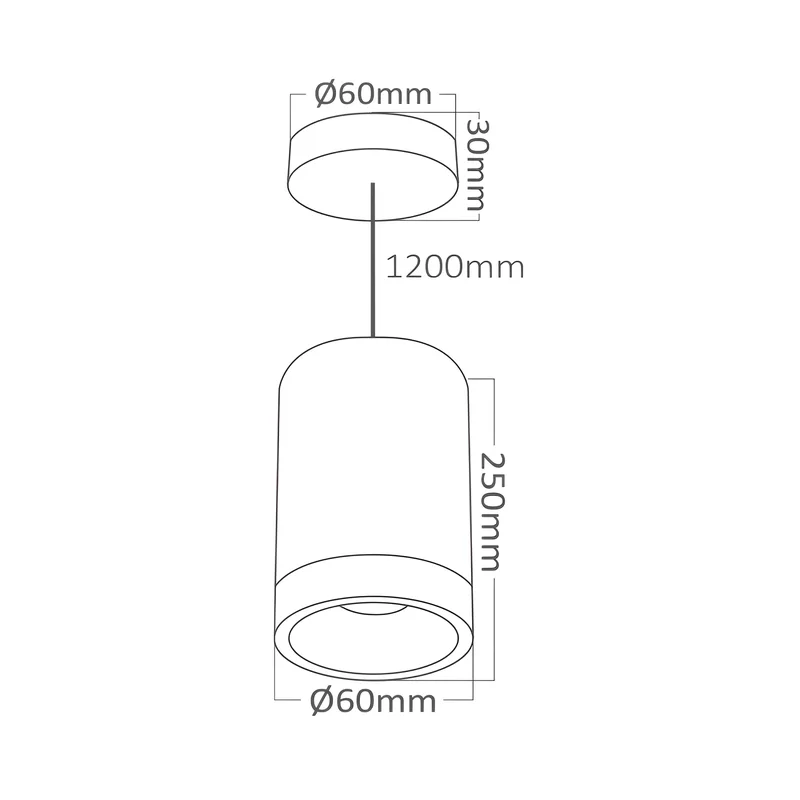 Braytron Weiße Zylinder-Hängeleuchte (25 cm) mit GU10-Fassung, Pendelleuchte, Aluminium Ø6cm Hängelampe Küche Theke Bar – Ansicht 4