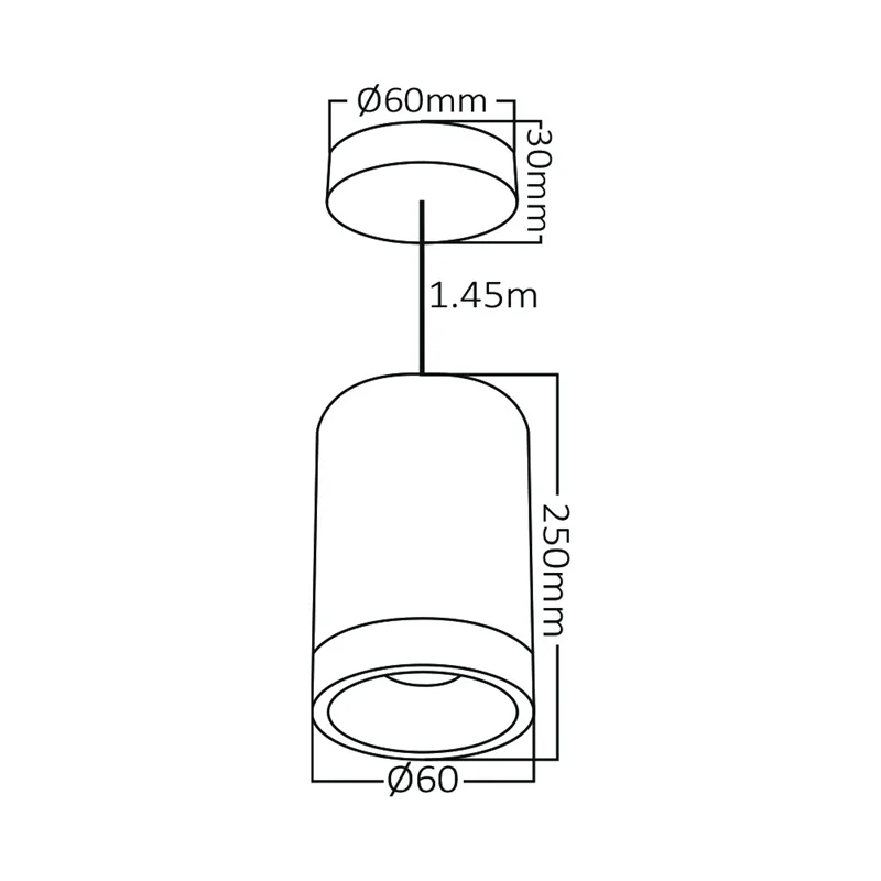 Braytron Weiße Zylinder-Hängeleuchte (25 cm) mit GU10-Fassung, Pendelleuchte, Aluminium Ø6cm Hängelampe Küche Theke Bar – Ansicht 6