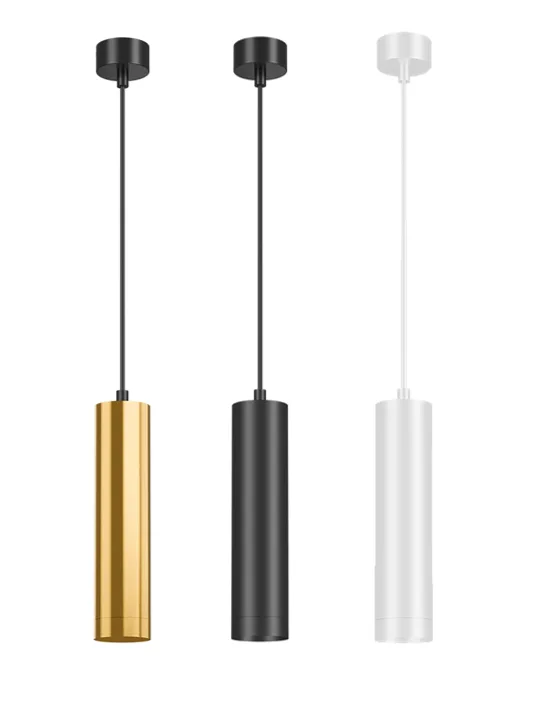 Braytron Weiße Zylinder-Hängeleuchte (25 cm) mit GU10-Fassung, Pendelleuchte, Aluminium Ø6cm Hängelampe Küche Theke Bar – Ansicht 9