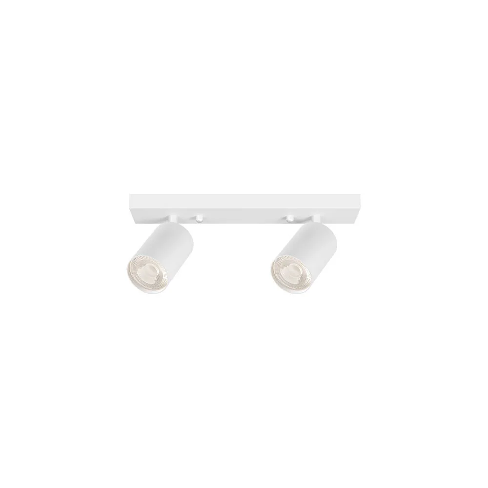 Rampe 2 spots LED GU10 carrée blanche – Orientable 350°/90°, max 2×35W, IP20 – BH04-00820