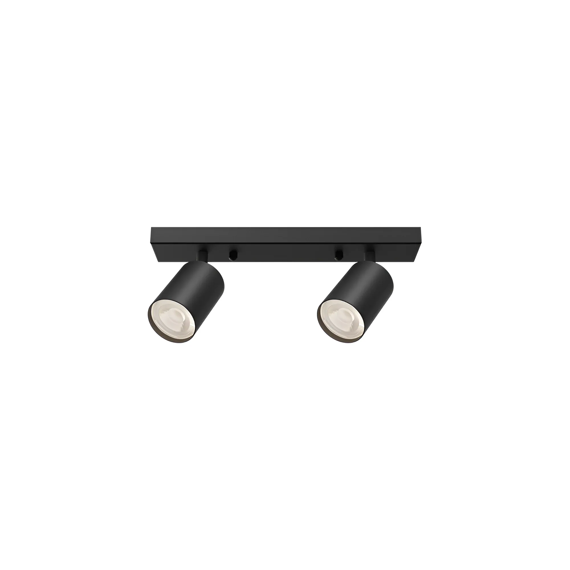 Rampe 2 spots LED GU10 carrée noire – Orientable 350°/90°, max 2×35W, IP20 – BH04-00821
